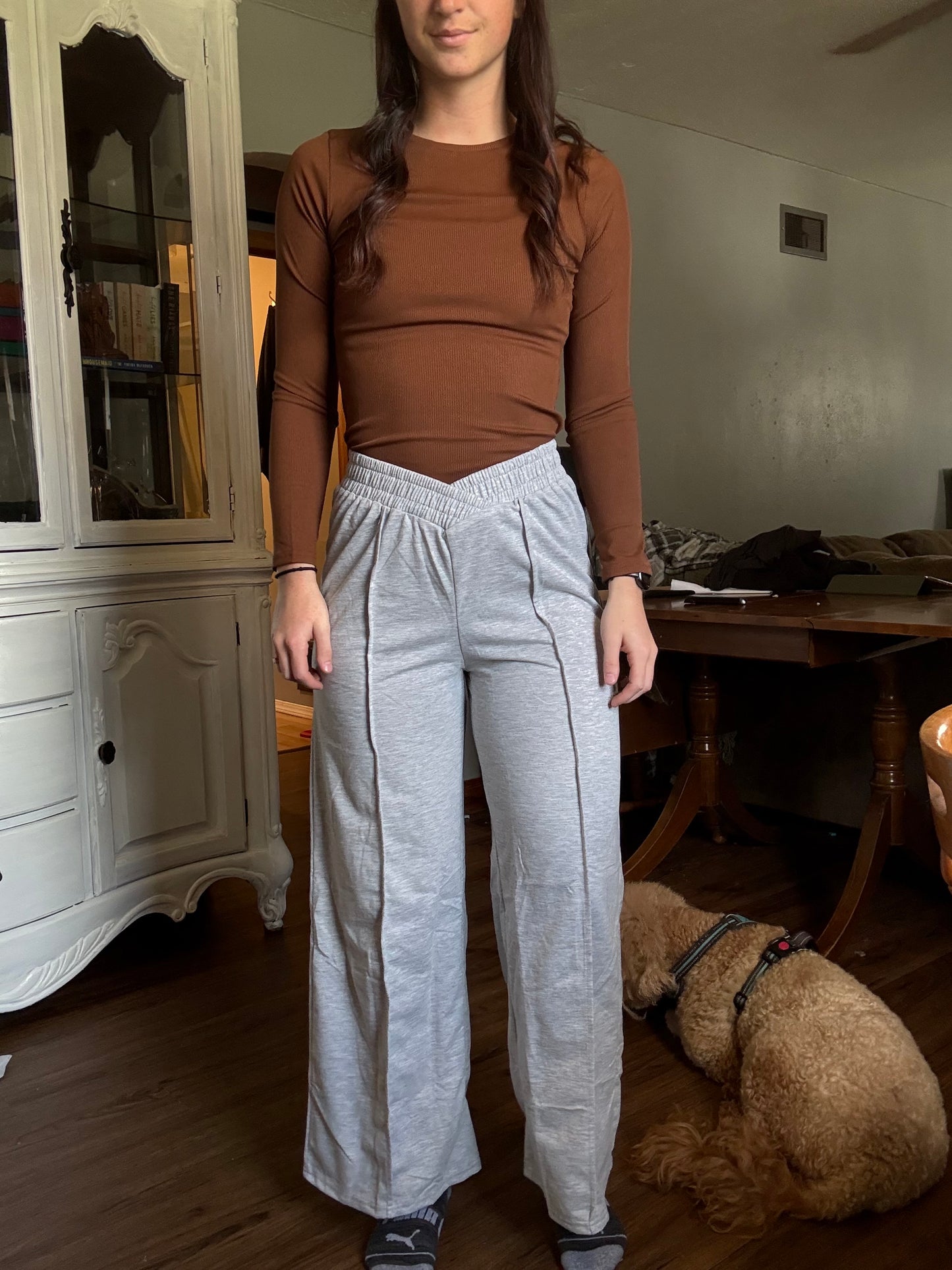 V-Waist Grey Sweatpants