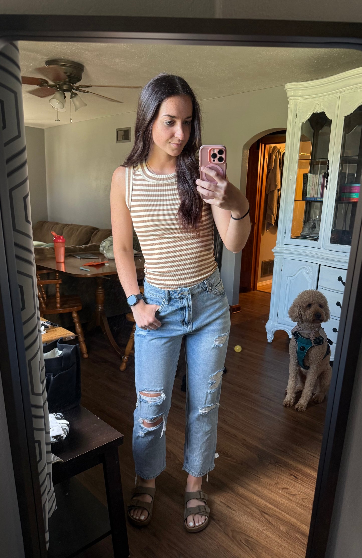 Stripe Reverse Seam Sleeveless Top