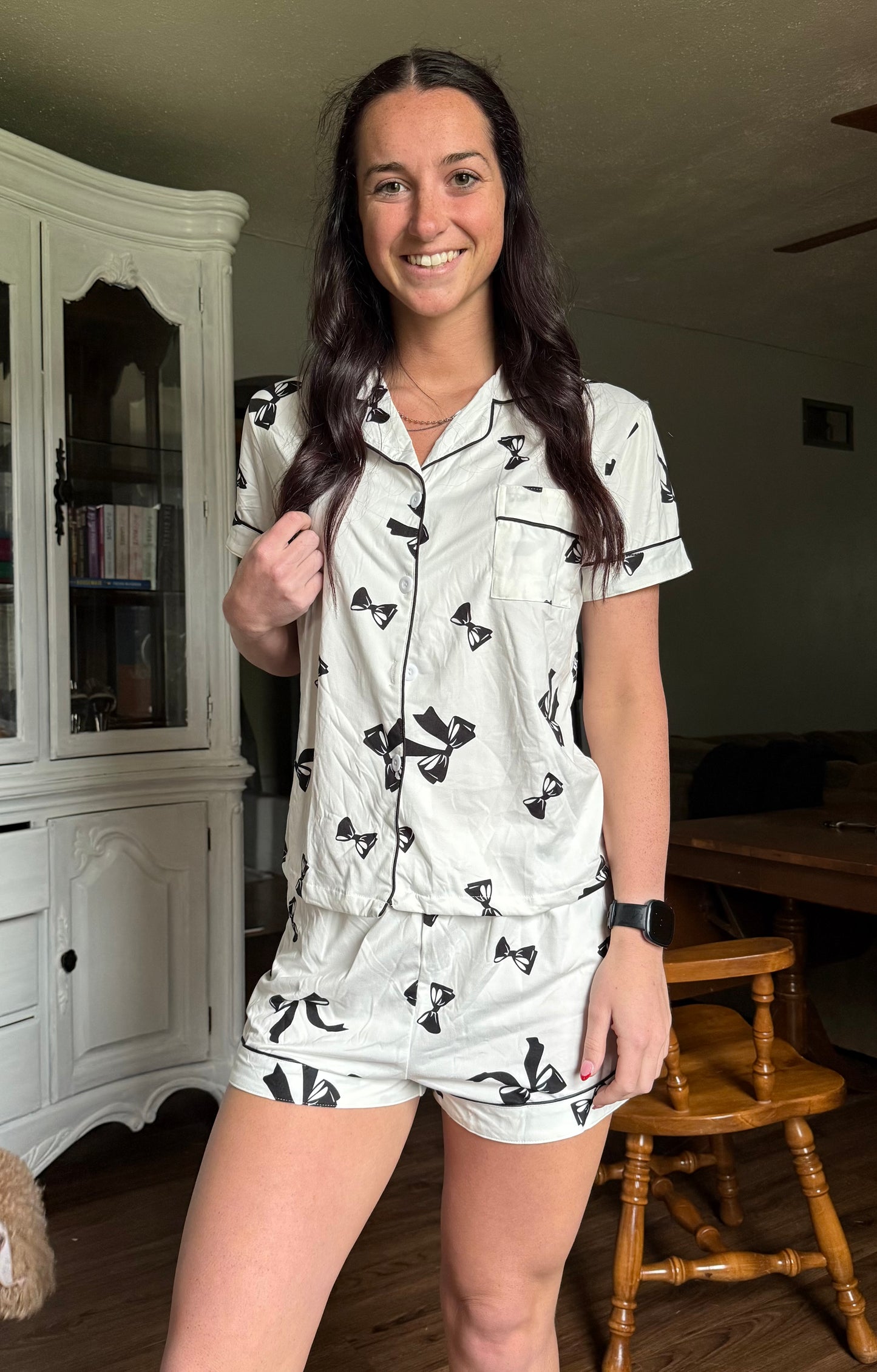 Black & White Bow PJ Set