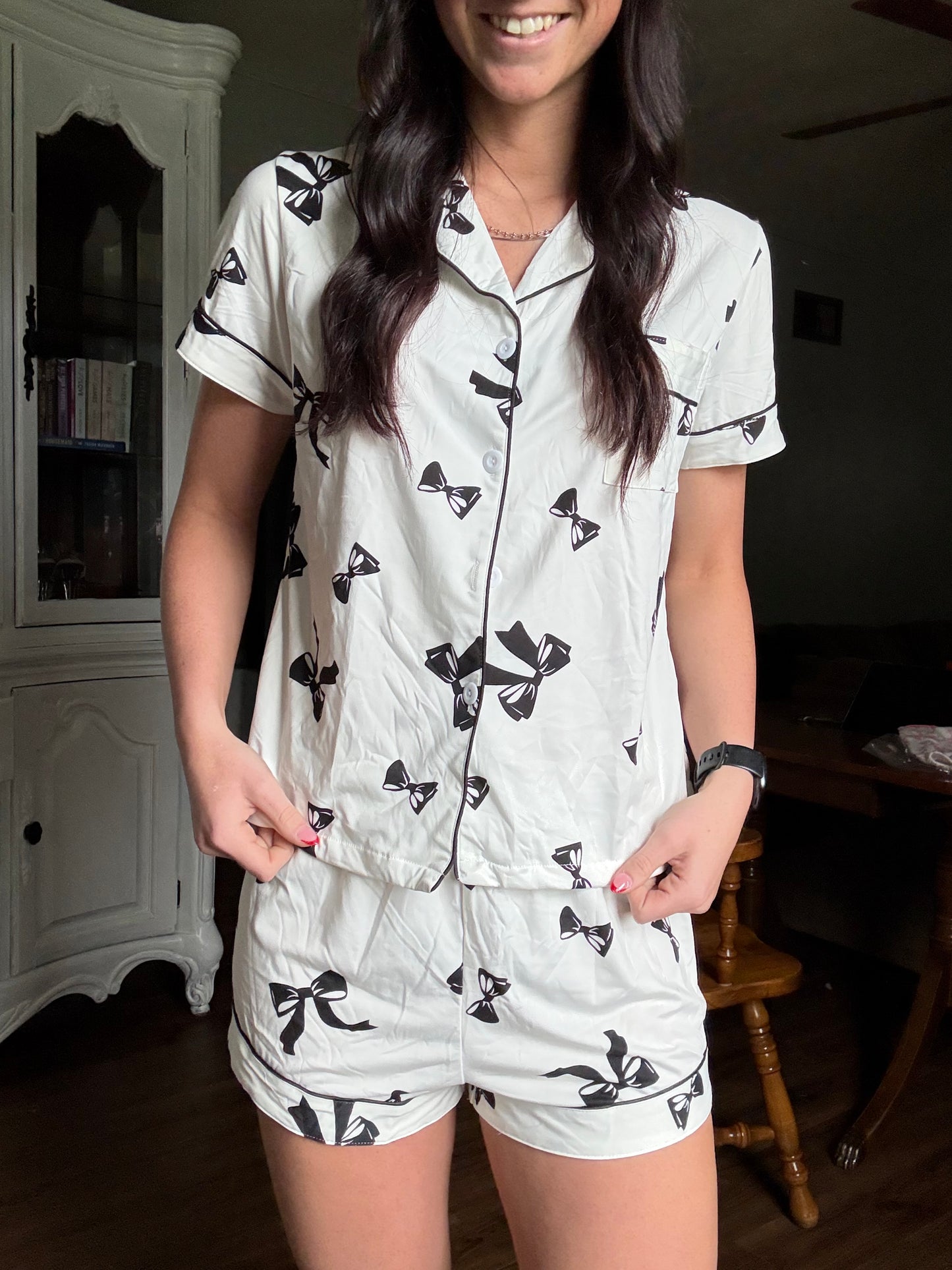 Black & White Bow PJ Set
