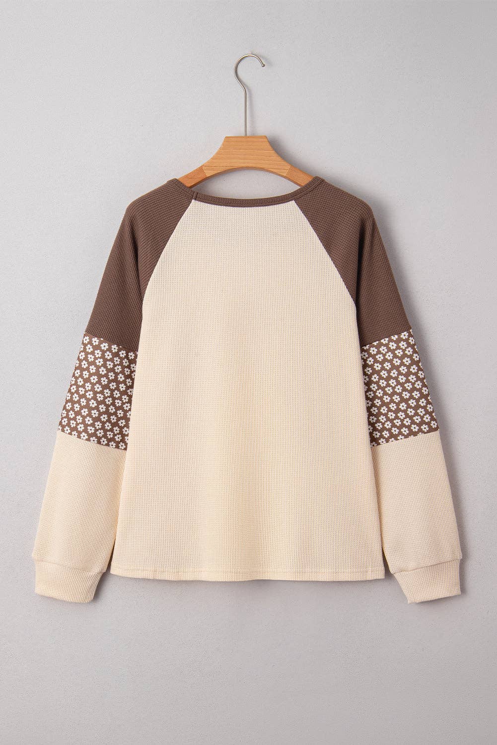 Floral Patchwork Colorblock Raglan Long Sleeve Top