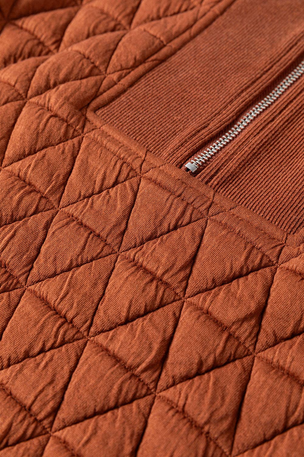 Geometric Quilted Half Zipped Sweatshirt