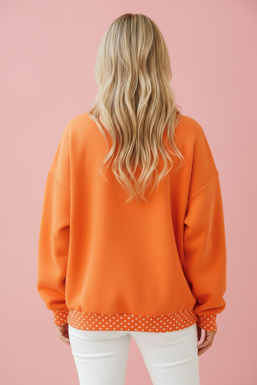 Polka Dot Boo Mock Neck Sweatshirt