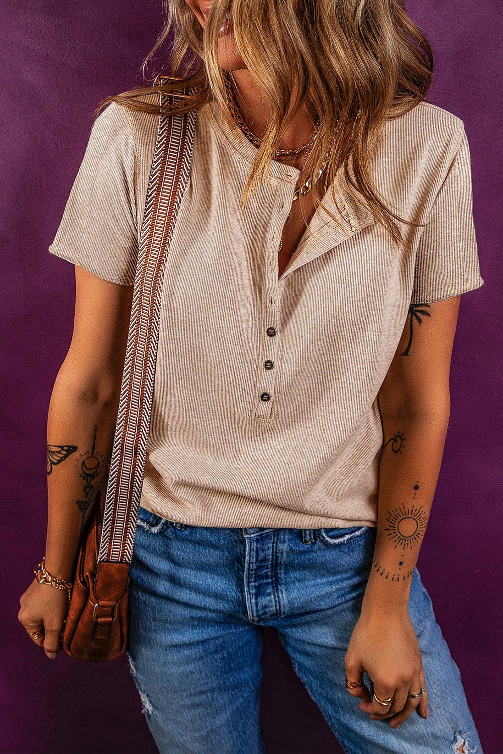 Ribbed Henly Short Sleeve Summer Top