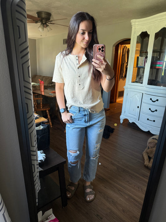 Ribbed Henly Short Sleeve Summer Top