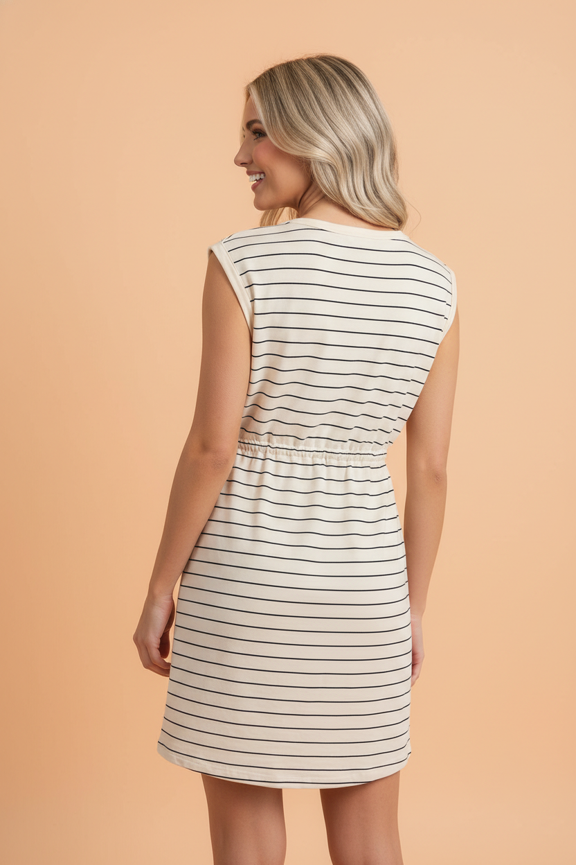 Stripe Drawstring Tunic Tank Mini Dress