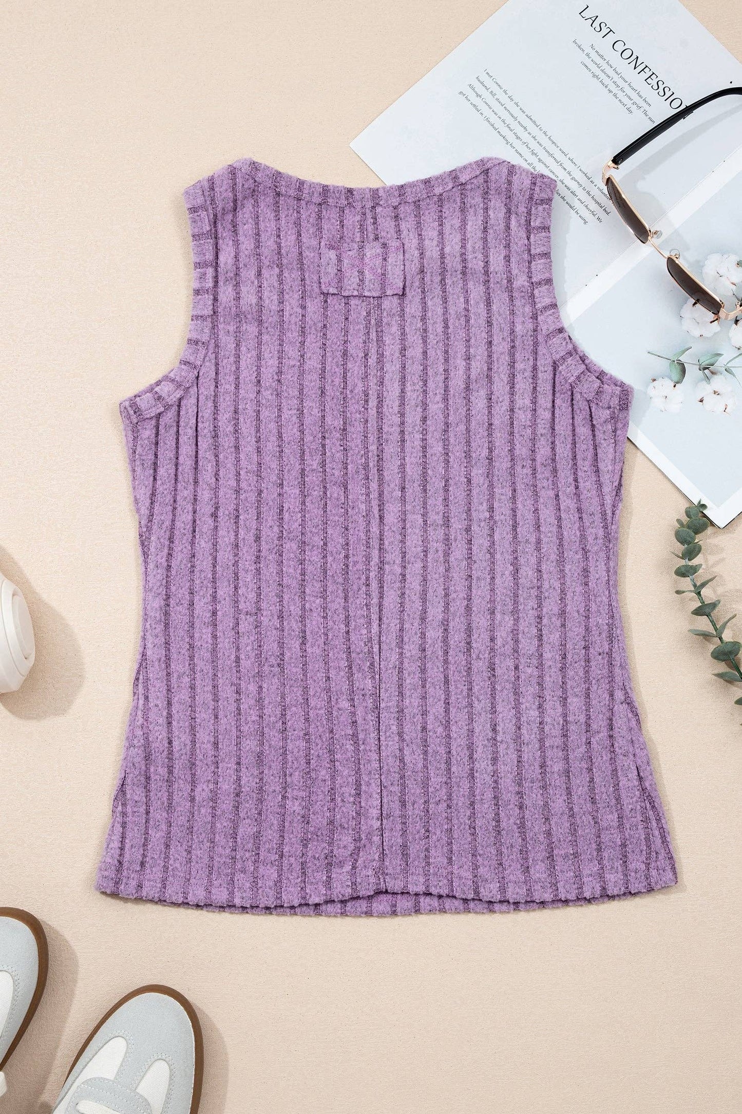 Solid Ribbed Mineral Washed Tank Top