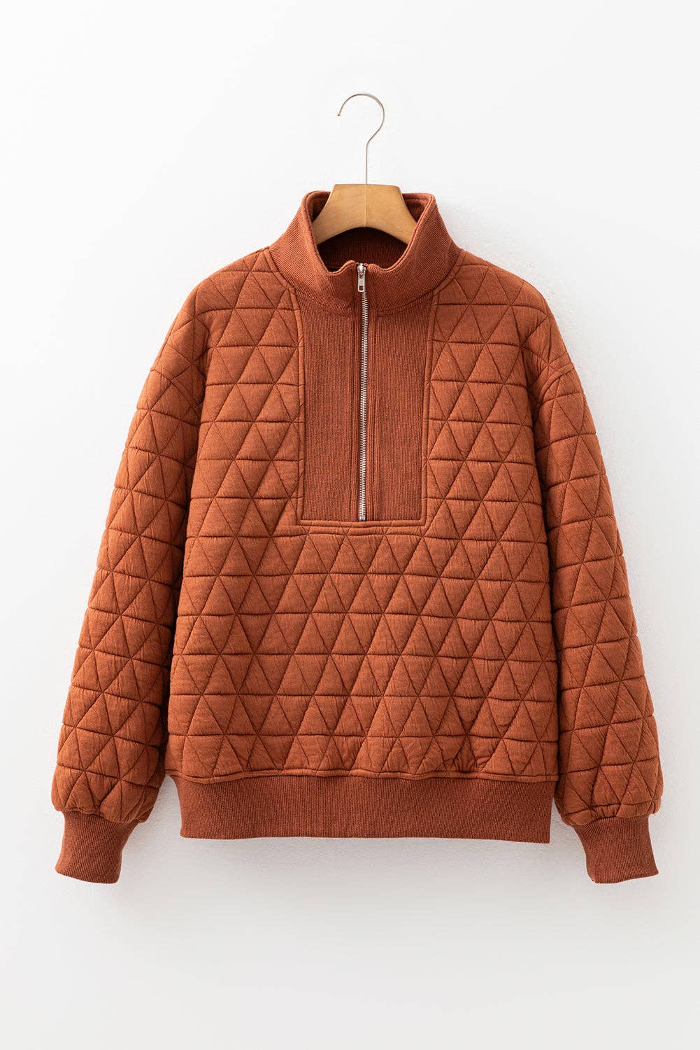Geometric Quilted Half Zipped Sweatshirt