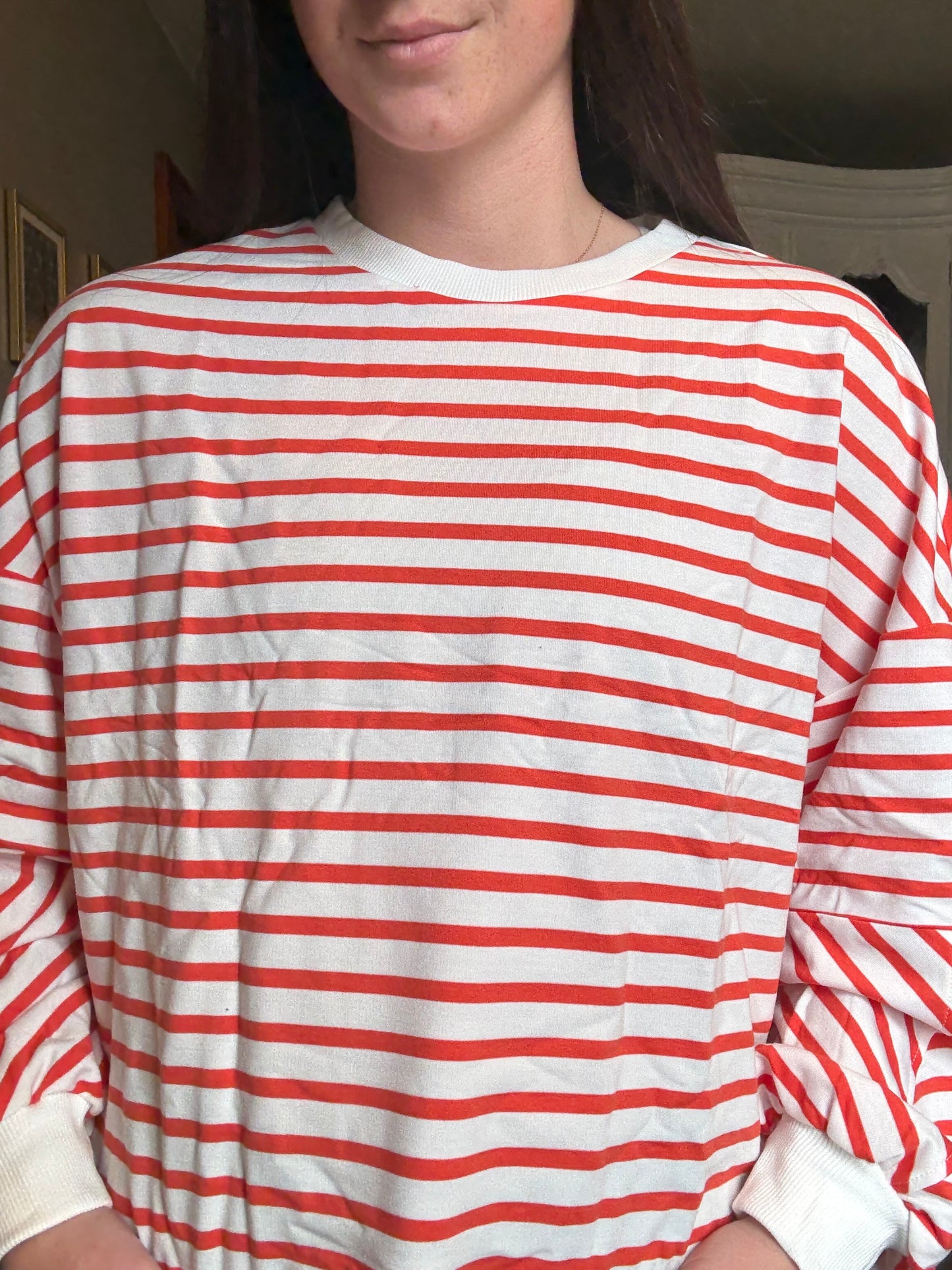 Stripe Drop Shoulder Crewneck Sweatshirt