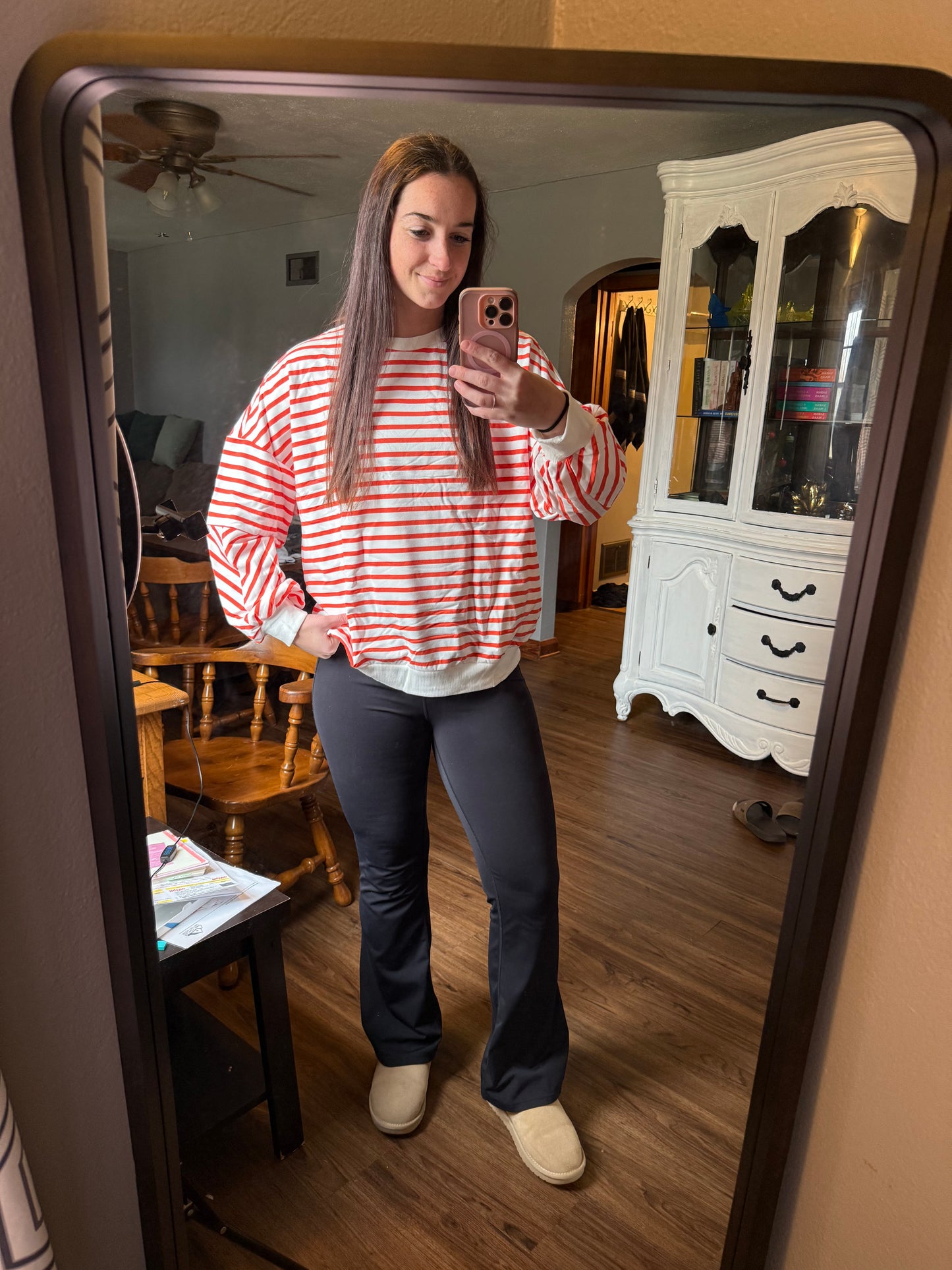 Stripe Drop Shoulder Crewneck Sweatshirt