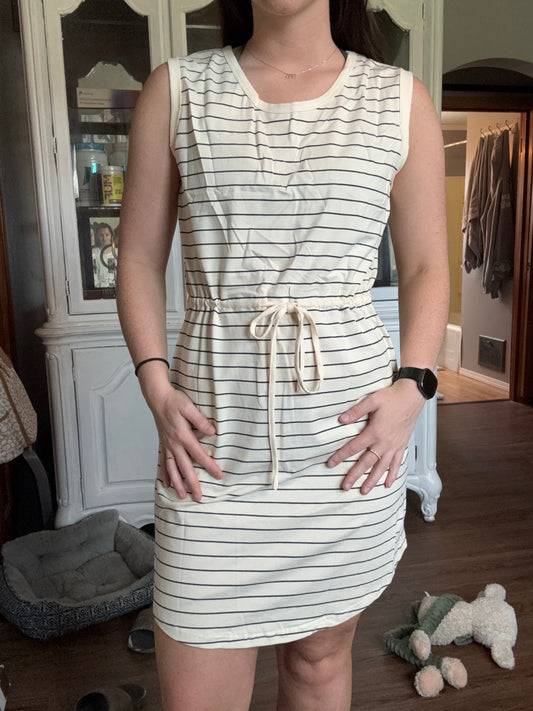 Stripe Drawstring Tunic Tank Mini Dress