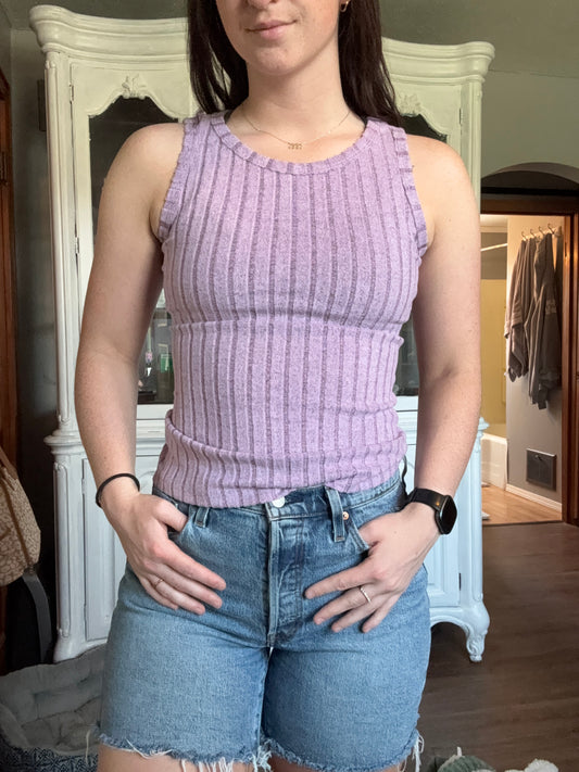 Solid Ribbed Mineral Washed Tank Top
