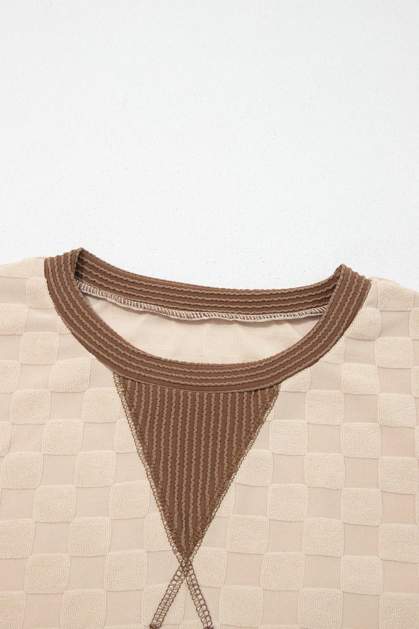 Checker Textured Long Sleeve Top