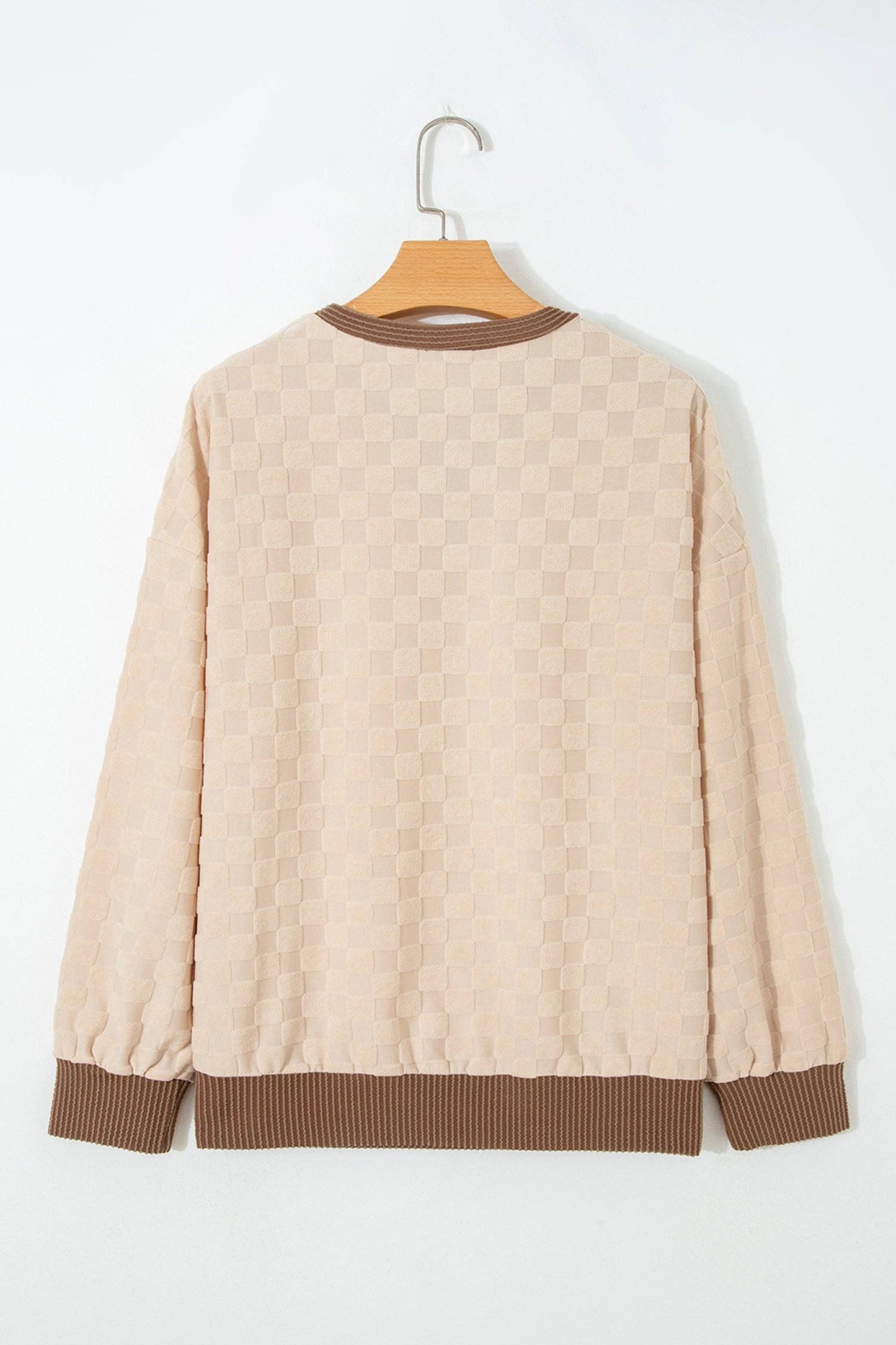 Checker Textured Long Sleeve Top