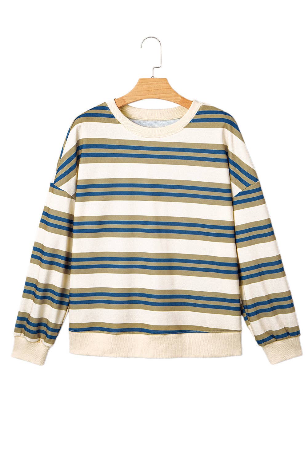 Stripe Crewneck Pullover Sweatshirt